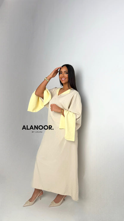 VESTIDO NOOR BICOLOR BEIGE