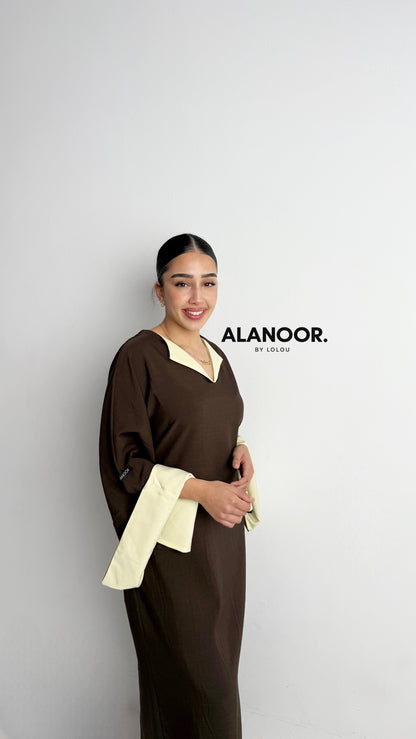 VESTIDO NOOR BICOLOR MARRÓN