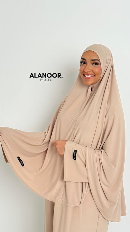 CONJUNTO KHIMAR JERSEY BEIGE