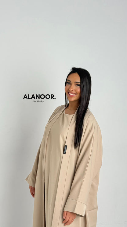 CONJUNTO MASTOUR ABAYA KIMONO BEIGE