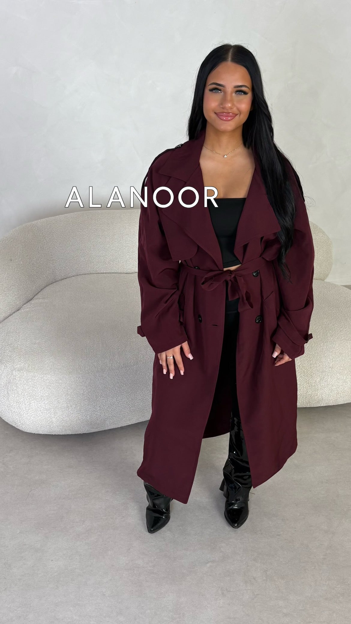 GABARDINA LARGA BURDEOS GRANATE