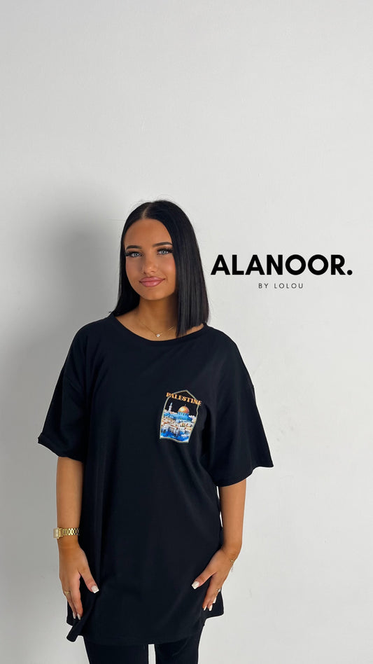 CAMISETA OVERSIZE PALESTINE  NEGRO