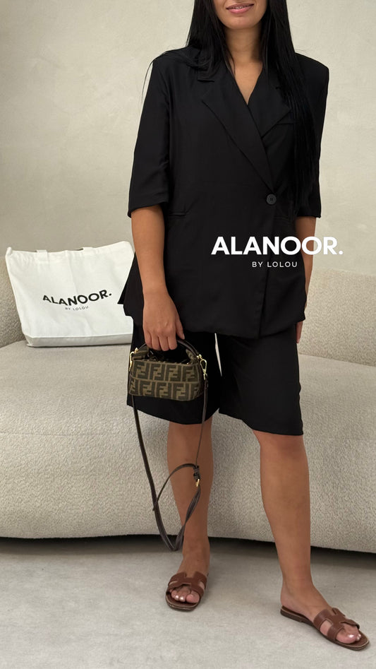 CONJUNTO BLAZER CRUZADO OVERSIZE NEGRO