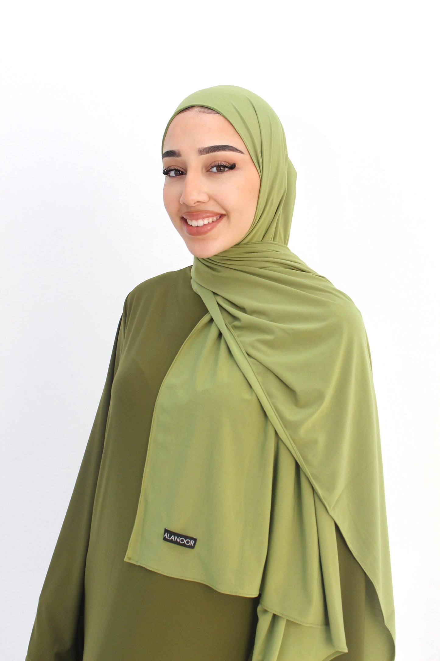 Hijab simple Jersey verde oliva