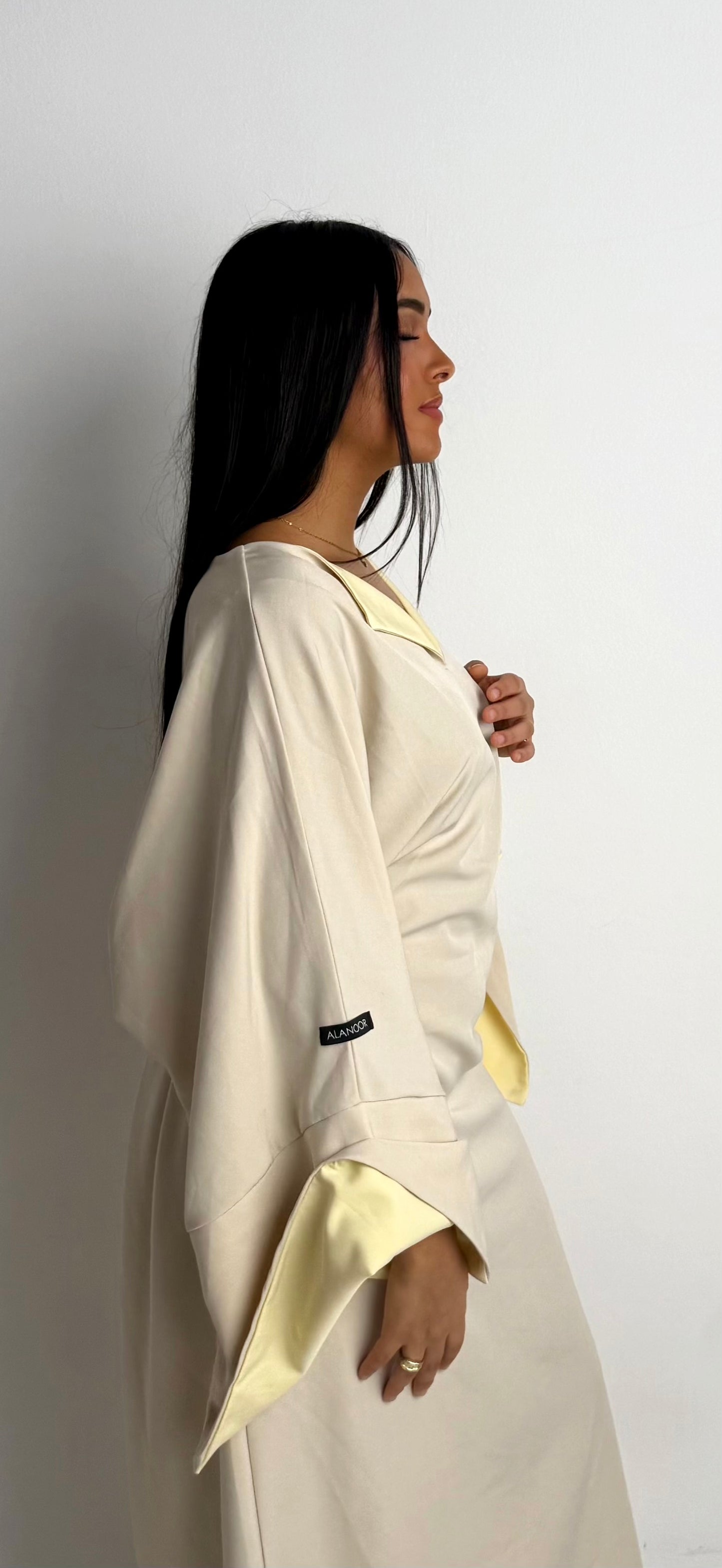 VESTIDO NOOR BICOLOR BEIGE