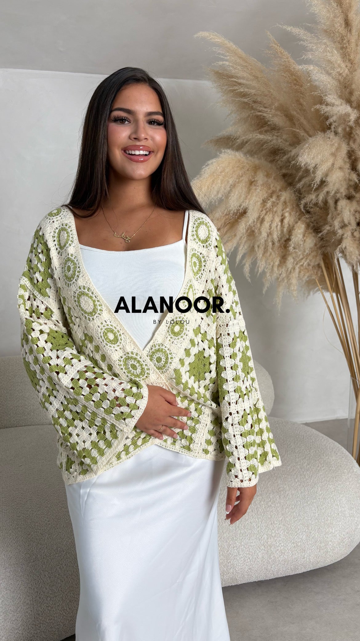 cardigan corto crochet verde
