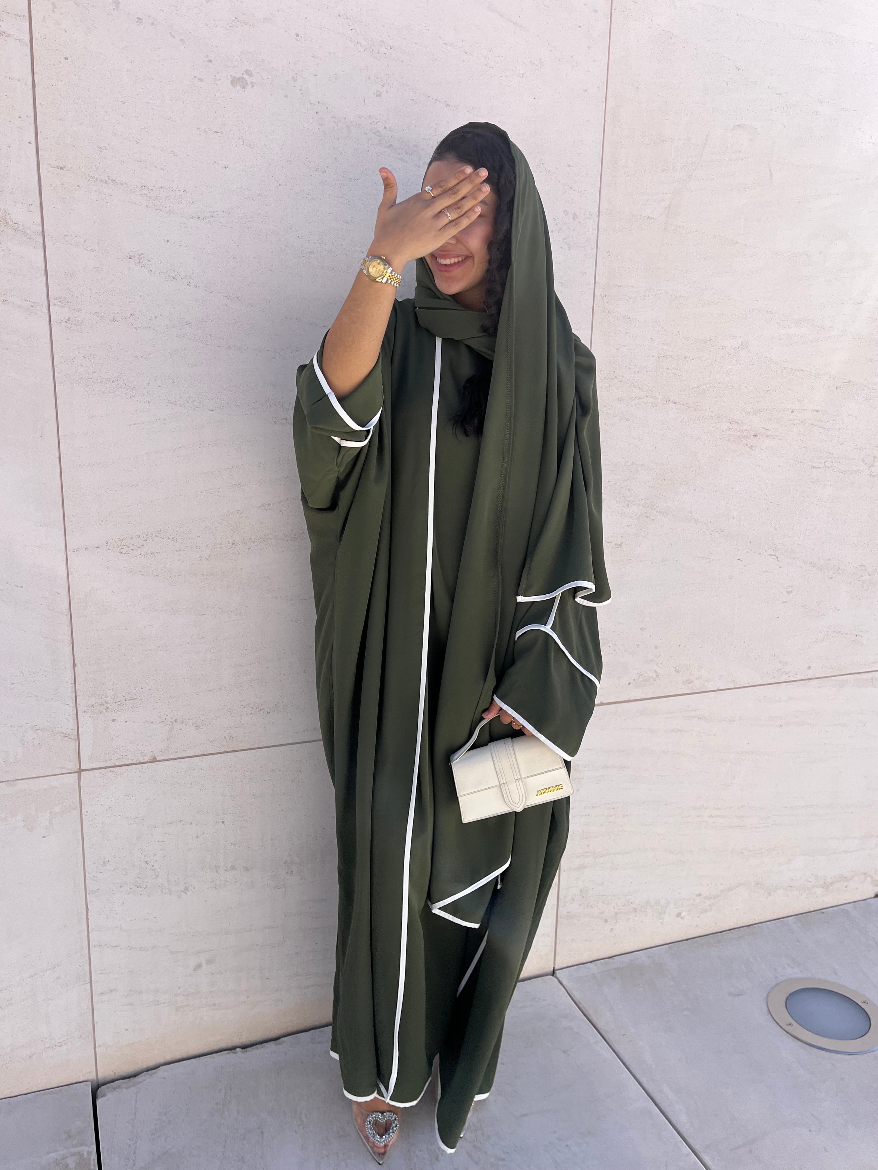 Abaya Raihan 3 piezas verde