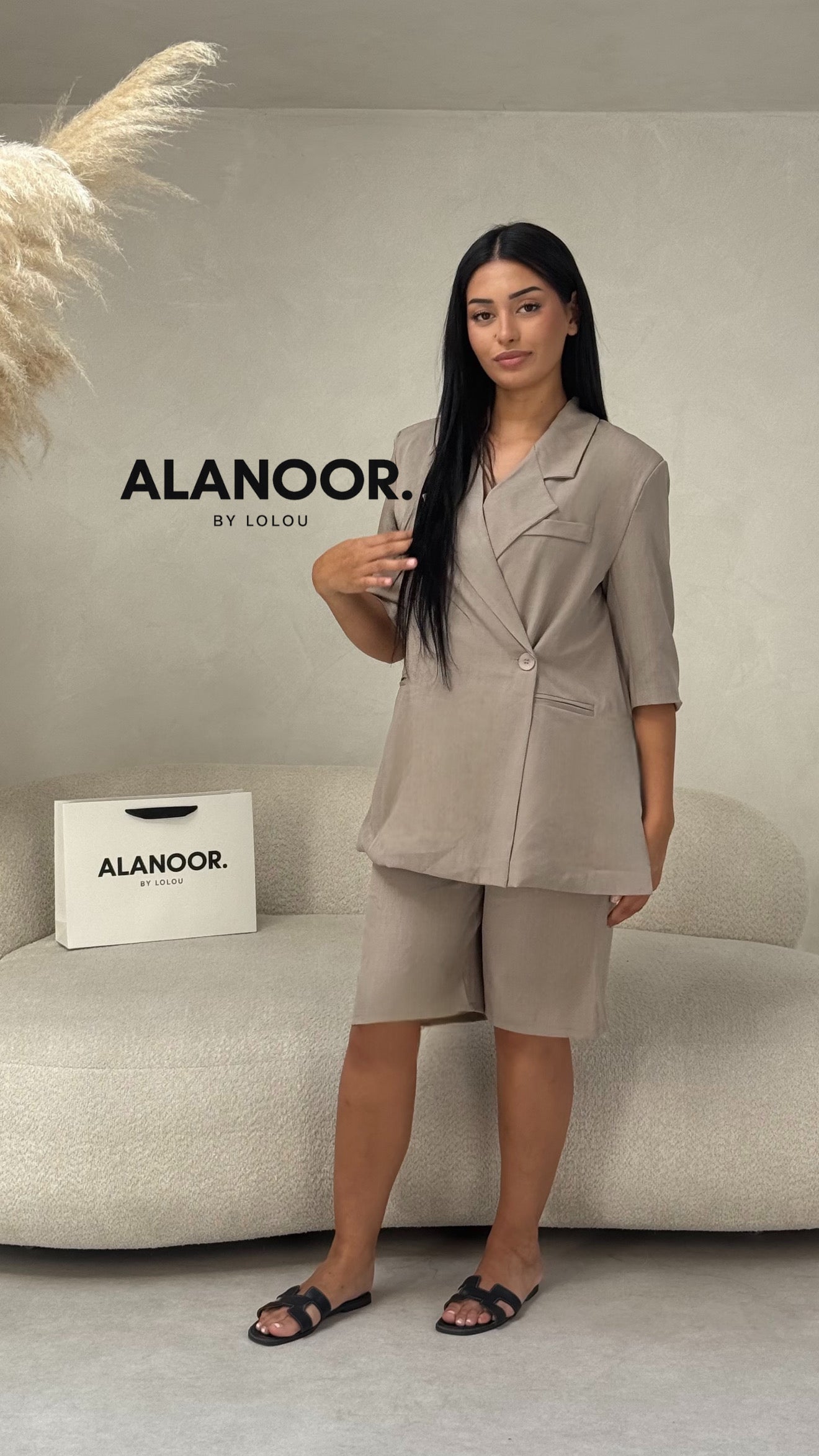 CONJUNTO BLAZER CRUZADO OVERSIZE TAUPE