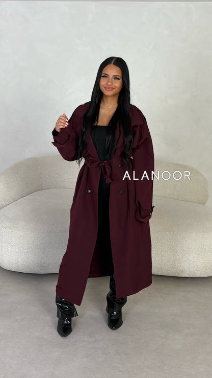 GABARDINA LARGA BURDEOS GRANATE