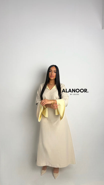 VESTIDO NOOR BICOLOR BEIGE