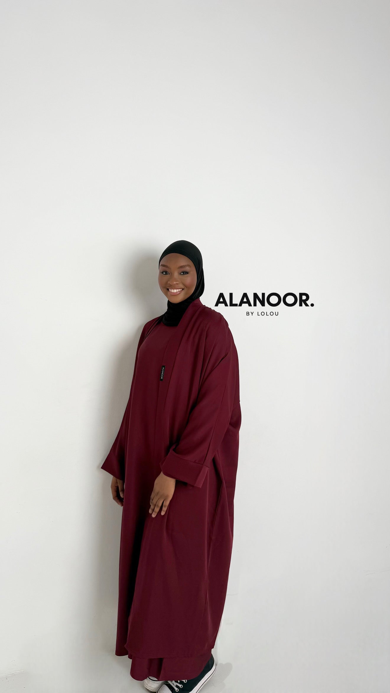 CONJUNTO MASTOUR ABAYA KIMONO GRANATE