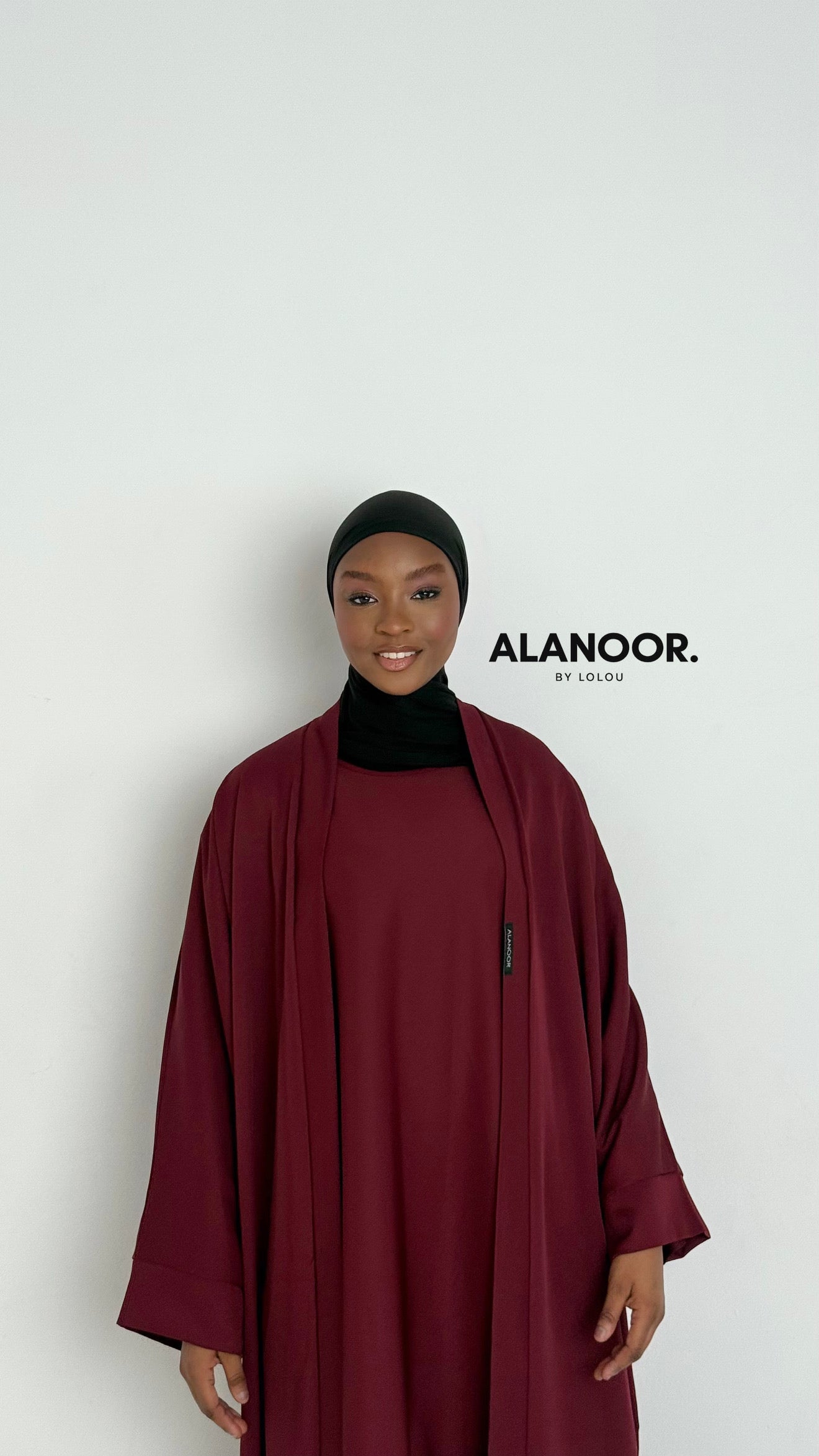 CONJUNTO MASTOUR ABAYA KIMONO GRANATE