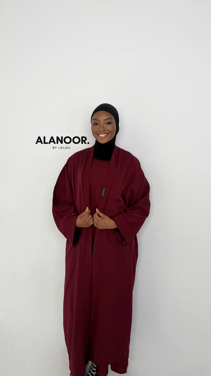 CONJUNTO MASTOUR ABAYA KIMONO GRANATE