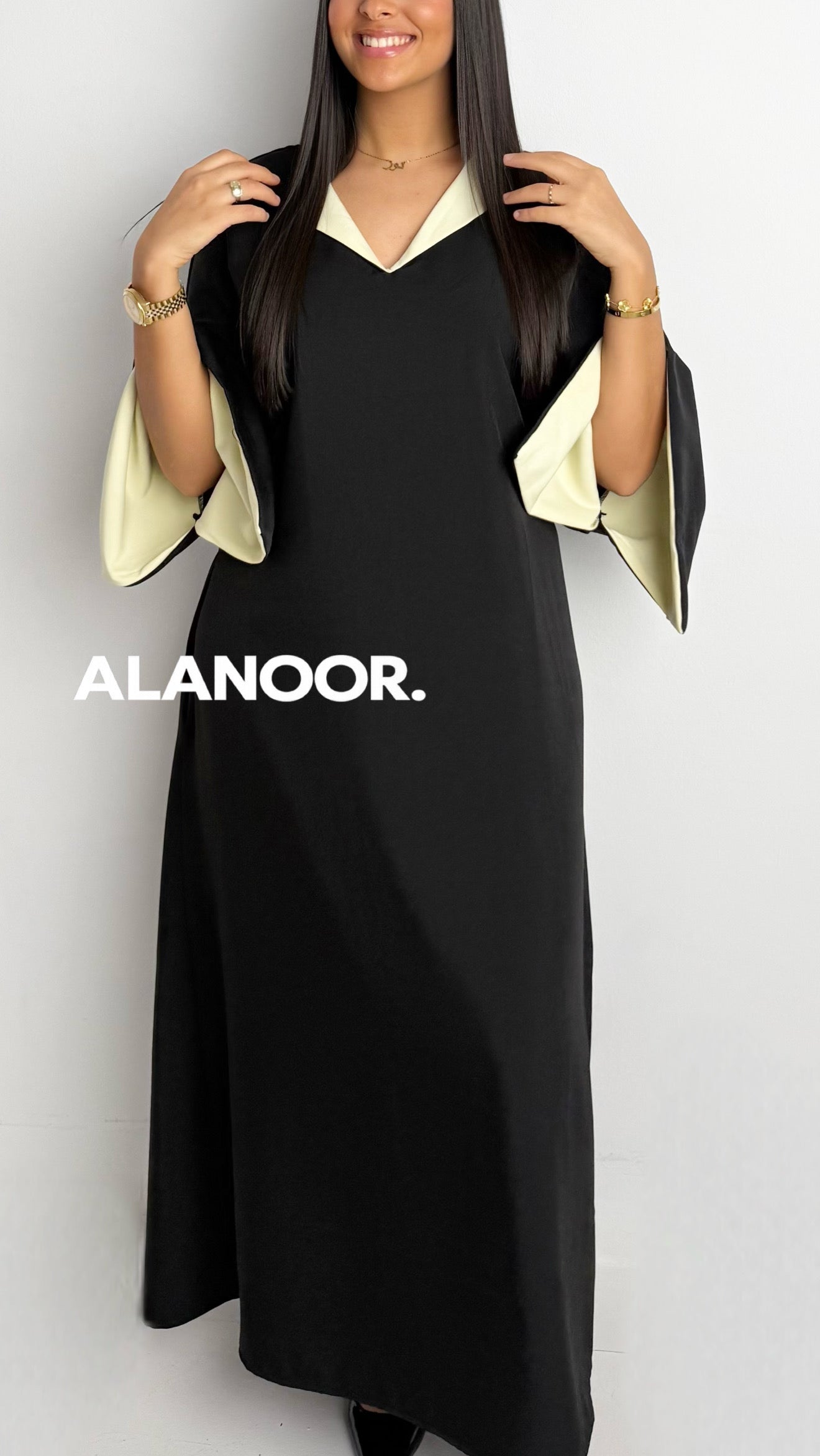 VESTIDO NOOR BICOLOR NEGRO