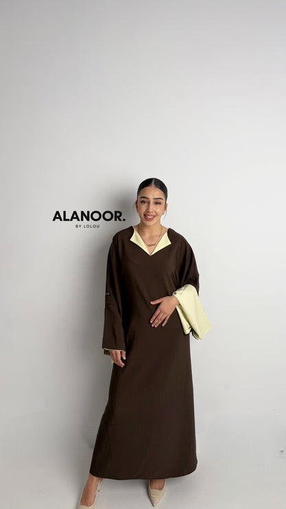 VESTIDO NOOR BICOLOR MARRÓN