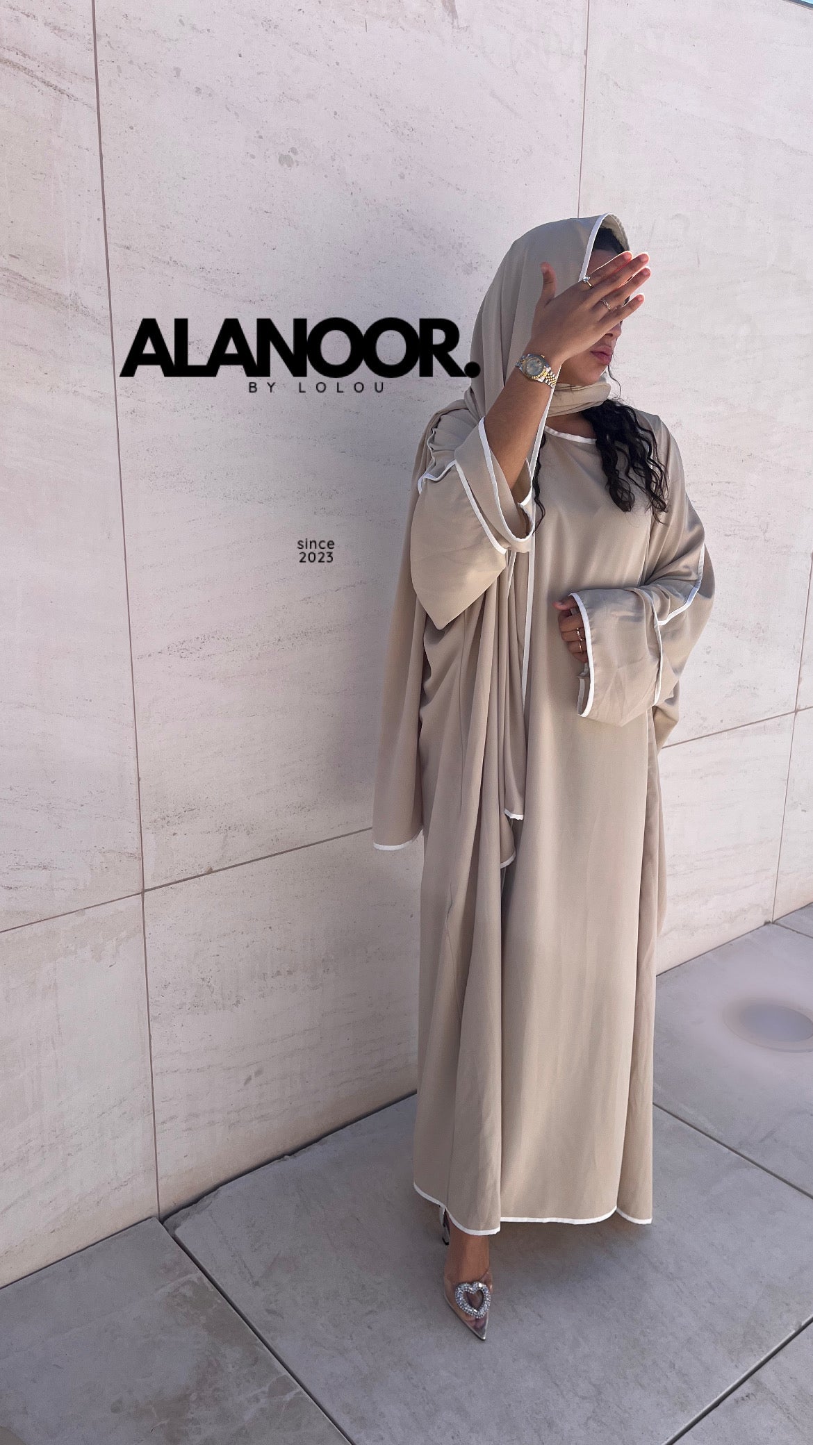 Abaya Raihan 3 piezas Beige